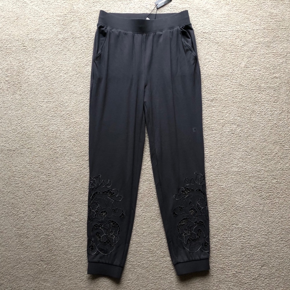 Express Joggers Sweatpants Pants Embroider Floral Lounge Sleep Wear Pants Gray S